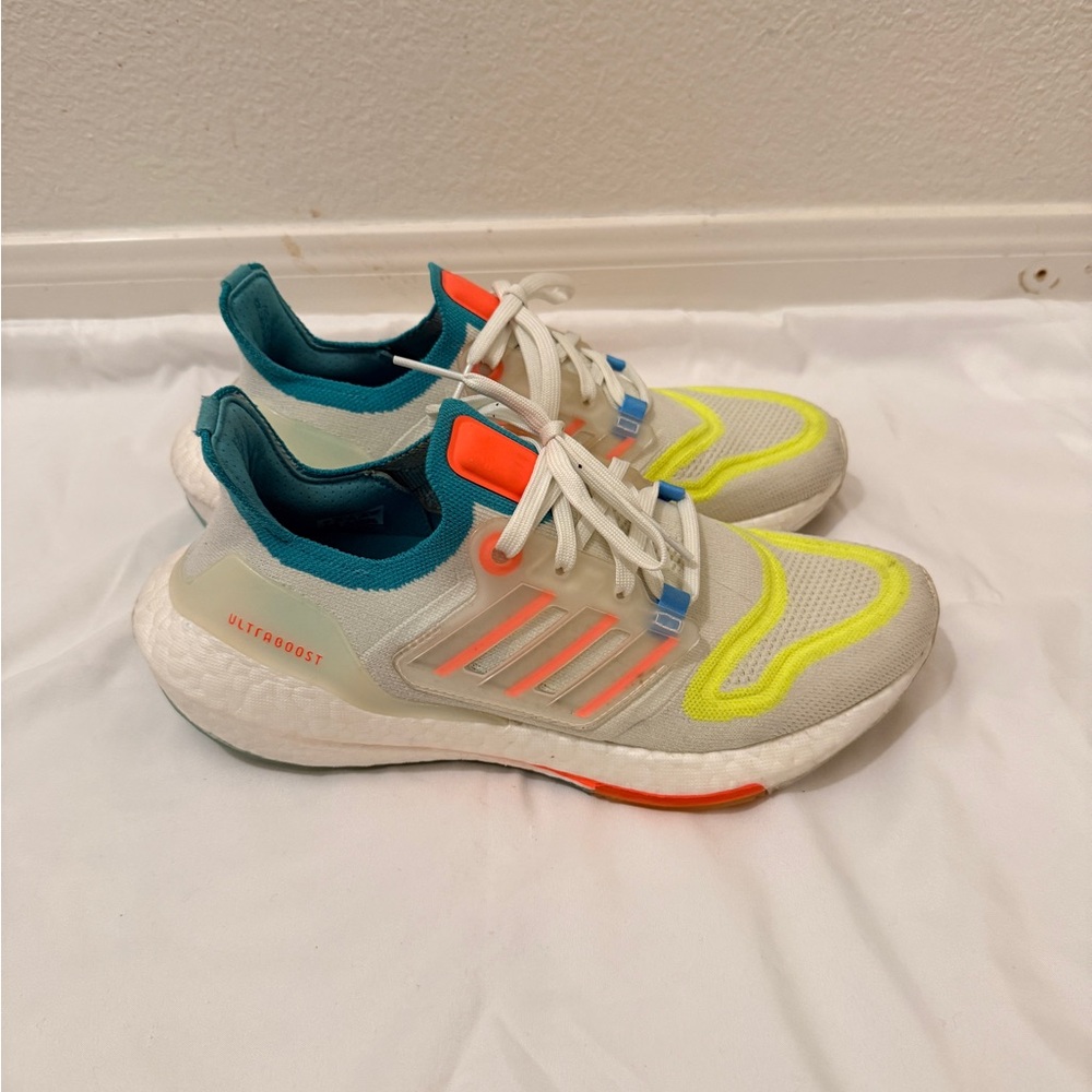 Adidas Women’s Ultraboost Neon Yellow and Teal Sneakers